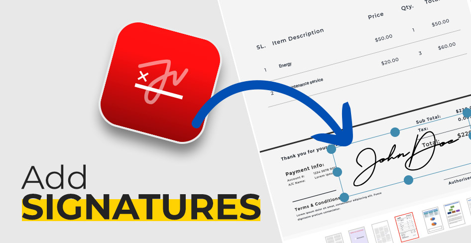 Add signature in PDF document