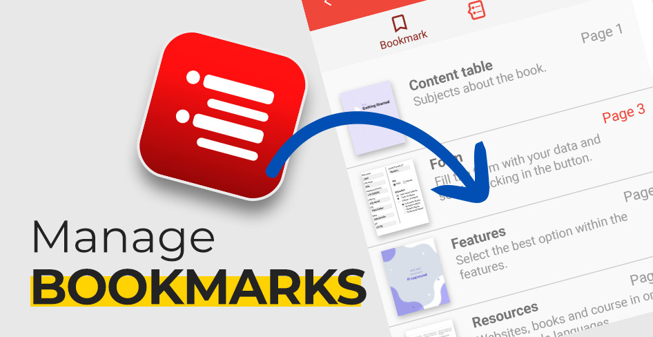 Manage bookmarks in PDF document